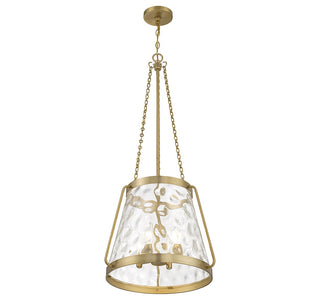 Crawford Four Light Pendant in Warm Brass