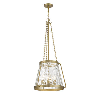 Crawford Four Light Pendant in Warm Brass