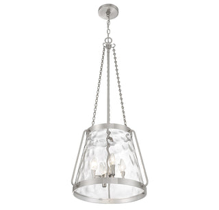 Crawford Four Light Pendant in Satin Nickel