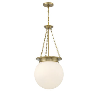 Manor Three Light Pendant in Warm Brass