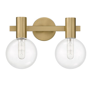 Wright Two Light Bathroom Vanity in Warm Brass