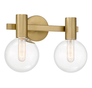 Wright Two Light Bathroom Vanity in Warm Brass
