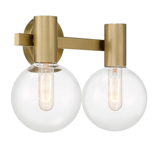 Wright Two Light Bathroom Vanity in Warm Brass