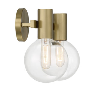 Wright Two Light Bathroom Vanity in Warm Brass