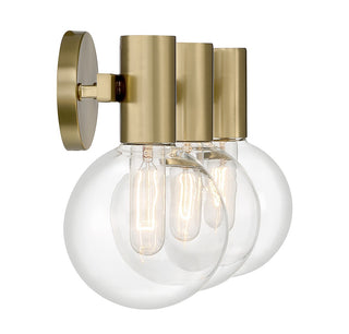 Wright Three Light Bathroom Vanity in Warm Brass