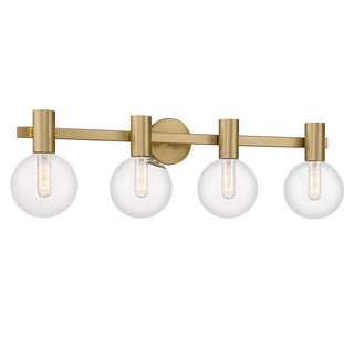 Wright Four Light Bathroom Vanity in Warm Brass