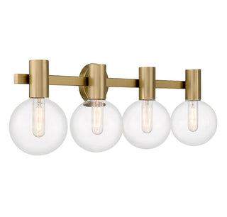 Wright Four Light Bathroom Vanity in Warm Brass