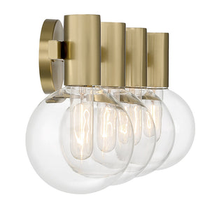 Wright Four Light Bathroom Vanity in Warm Brass
