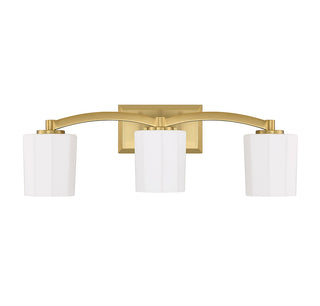 Whitney Three Light Bathroom Vanity in Warm Brass