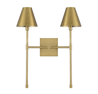 Jefferson Two Light Wall Sconce in Warm Brass