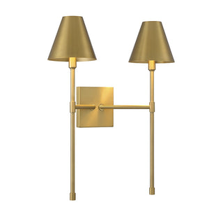 Jefferson Two Light Wall Sconce in Warm Brass
