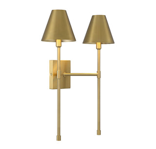 Jefferson Two Light Wall Sconce in Warm Brass