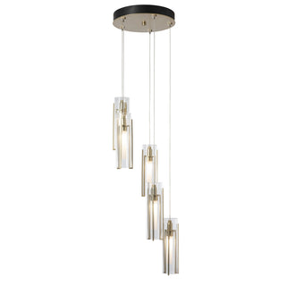Exos Glass Exos Glass 5-Light Pendant in Modern Brass