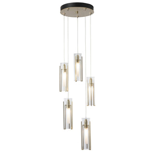 Exos Glass Exos Glass 5-Light Pendant in Modern Brass