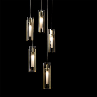 Exos Glass Exos Glass 5-Light Pendant in Modern Brass