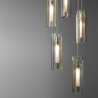 Exos Glass Exos Glass 5-Light Pendant in Modern Brass