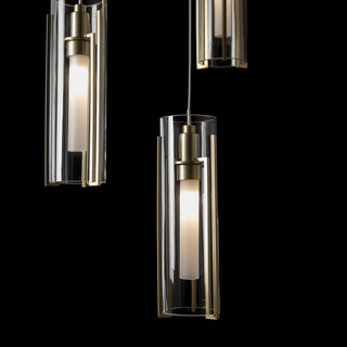 Exos Glass Exos Glass 5-Light Pendant in Modern Brass
