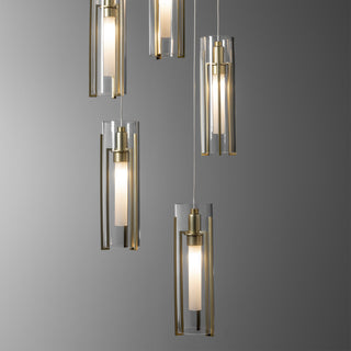 Exos Glass Exos Glass 5-Light Pendant in Modern Brass