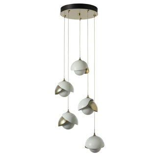 Brooklyn Brooklyn 5-Light Double Shade Pendant in Modern Brass