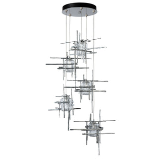 Tura Tura 5-Light Seeded Glass Pendant in Sterling