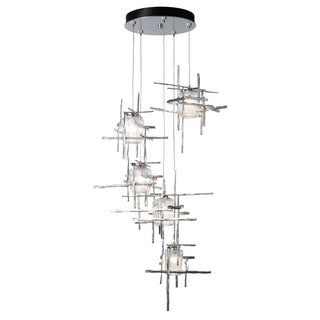 Tura Tura 5-Light Seeded Glass Pendant in Sterling