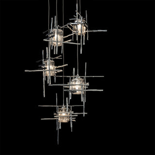 Tura Tura 5-Light Seeded Glass Pendant in Sterling