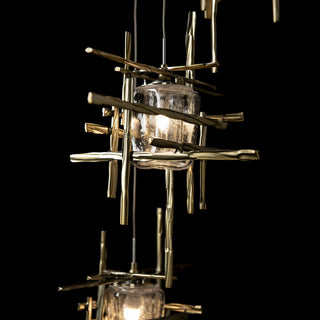 Tura Tura 5-Light Seeded Glass Pendant in Modern Brass