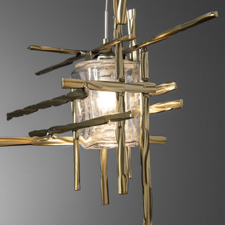 Tura Tura 5-Light Seeded Glass Pendant in Modern Brass