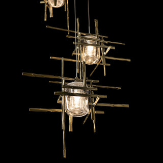 Tura Tura 5-Light Seeded Glass Pendant in Modern Brass