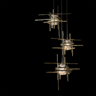 Tura Tura 5-Light Seeded Glass Pendant in Modern Brass
