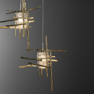 Tura Tura 5-Light Seeded Glass Pendant in Modern Brass