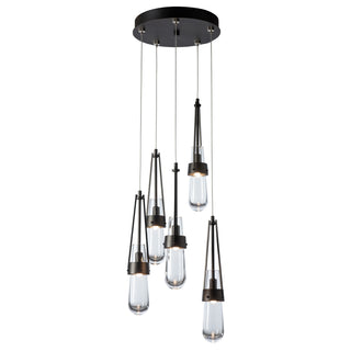 Link Link 5-Light Clear Glass Pendant in Oil Rubbed Bronze