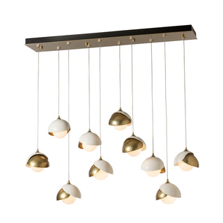 Brooklyn Brooklyn 10-Light Double Shade Pendant in Modern Brass