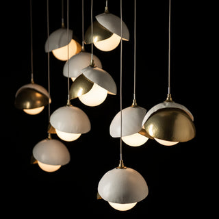 Brooklyn Brooklyn 10-Light Double Shade Pendant in Modern Brass