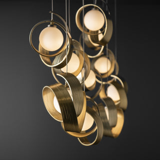 Riza Riza 10-Light Pendant in Modern Brass