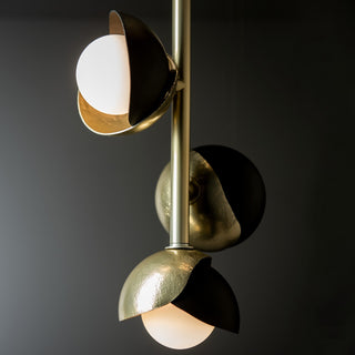 Brooklyn Brooklyn 4-Light Double Shade Vertical Pendant in Modern Brass