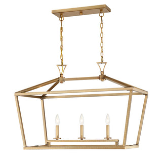 Townsend Three Light Linear Chandelier in Warm Brass