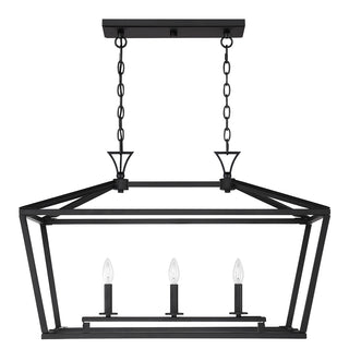 Townsend Three Light Linear Chandelier in Matte Black
