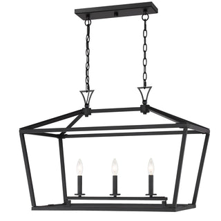 Townsend Three Light Linear Chandelier in Matte Black