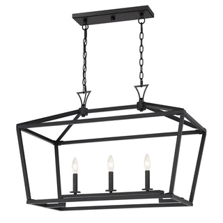 Townsend Three Light Linear Chandelier in Matte Black