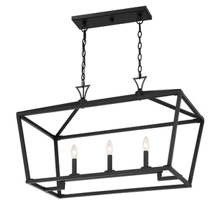 Townsend Three Light Linear Chandelier in Matte Black