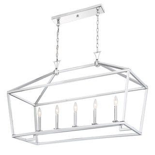 Townsend Five Light Linear Chandelier in Polished Nickel