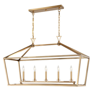 Townsend Five Light Linear Chandelier in Warm Brass