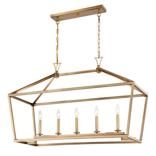 Townsend Five Light Linear Chandelier in Warm Brass