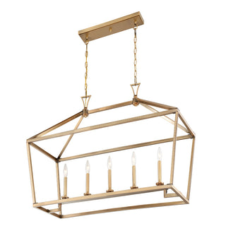 Townsend Five Light Linear Chandelier in Warm Brass