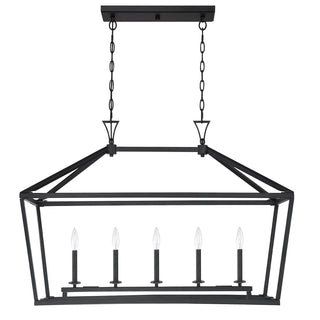 Townsend Five Light Linear Chandelier in Matte Black