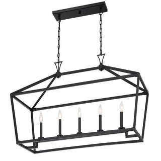 Townsend Five Light Linear Chandelier in Matte Black