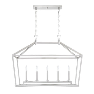 Townsend Five Light Linear Chandelier in Satin Nickel