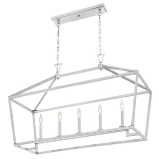 Townsend Five Light Linear Chandelier in Satin Nickel