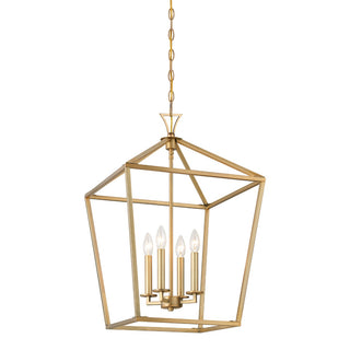 Townsend Four Light Pendant in Warm Brass
